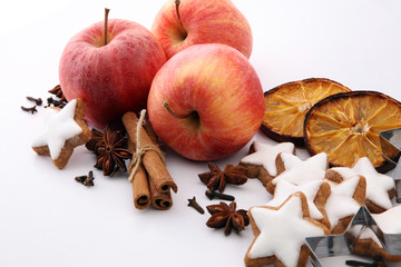 Baking christmas cookies. Typical cinnamon stars bakery