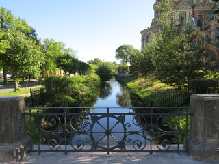 water channel in the park near the church