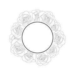 Rose Banner Wreath Outline