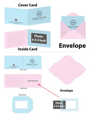 photo frame card with envelope dieline mockup
