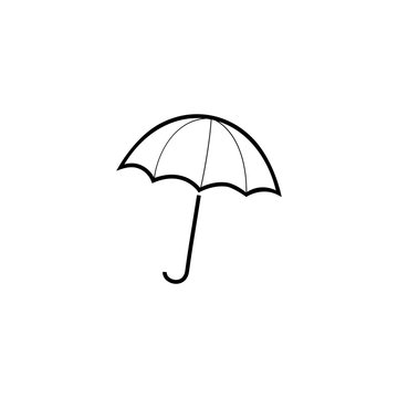 Umbrella sign. Romantic icon health isolated. Design element. Monochrome symbol of rain. Template for t, apparel, card, poster, etc. Vector illustration.