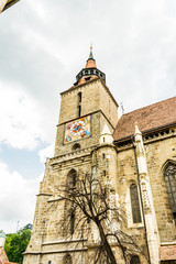 Fototapeta na wymiar Ancient Gothic Black Church in Brasov, Romania. Ancient european architecture in the Eastern Europe