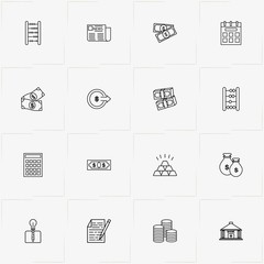 Finance line icon set with money transfer, business idea and abacus