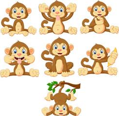 Obraz premium Zestaw kolekcja małpy kreskówka