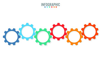 Business infographic template with 6 options gear shape, Abstract elements diagram or processes and business flat icon, Vector business template for presentation.Creative concept for infographic.
