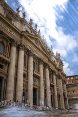Fototapeta na wymiar Tourists in front of St Peters Basilica, Rome