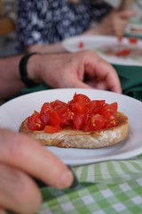 Italian tomato bruschetta. Selective focus