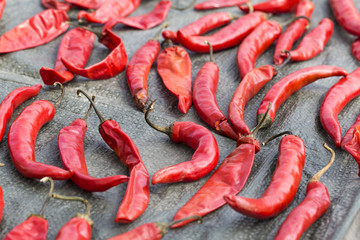 Red Hot Chili Peppers. Red peppers drying