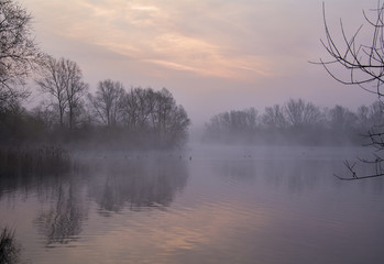 Obraz na płótnie Canvas Misty Morning Lake