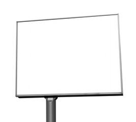 Blank advertising board on blue sky background