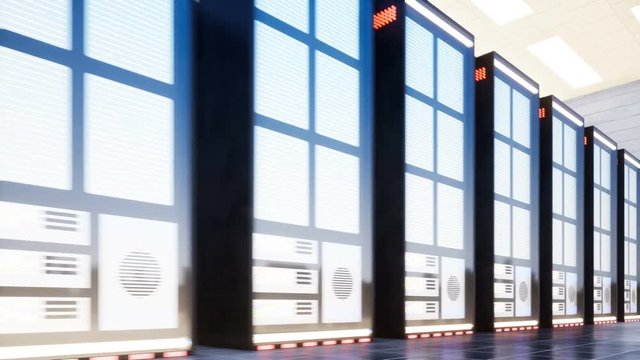 Data center with servers in a large room