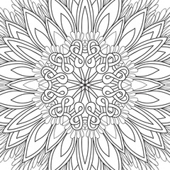 seamless pattern. Outline hand drawing. Good for coloring page for the adult coloring book. Stock vector illustration.Abstract vector decorative ethnic mandala black and white