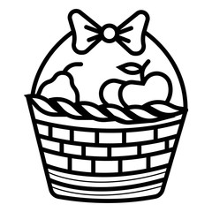 Basket icon with shadow and other picnic icons.