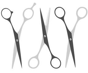 Set icons barber scissors isolated on white