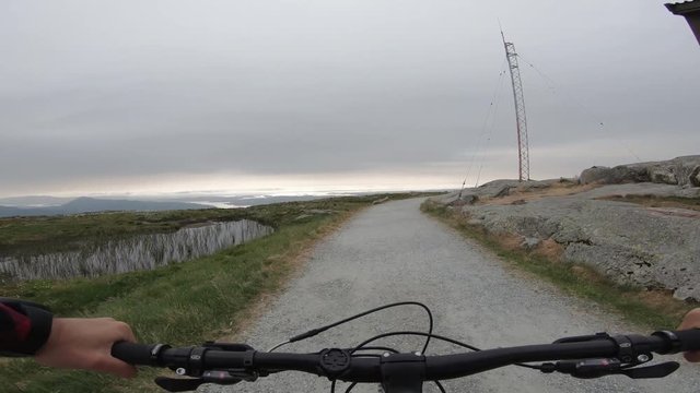 Riding a mountain bike POV