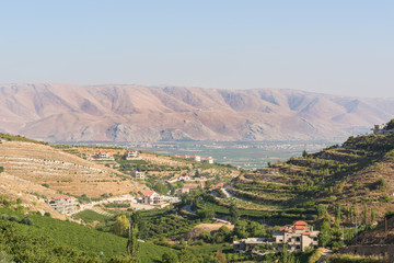 Panorama of the Bekaa Valley landscape over Fourzol, Lebanon.