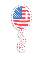 Balloon with Thread and Flag Vector Illustration