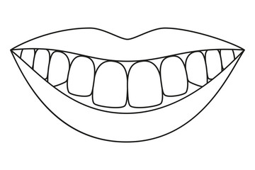 Obraz premium Line art black and white healthy smile