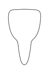 Line art black and white healthy front tooth