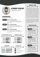 Resume and CV Template with nice minimalist design. Vector illustration