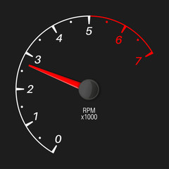 Tachometer. Black vehicle gauge scale
