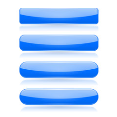 Obraz premium Blue menu buttons. Rectangle and oval 3d shiny icons with reflection