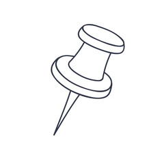 Thumbtack. Doodle style black and white illustration