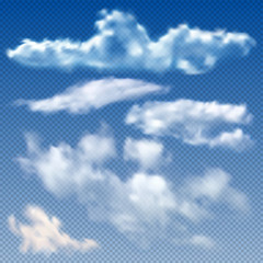 Vector illustration - set of realistic vector clouds  Isolated on transparent background. EPS 10
