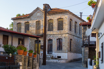 Fototapeta na wymiar Architecture in Agios Nikolaos village, SIthonia, Chalkidiki, Greece