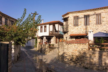Fototapeta na wymiar Architecture in the old Nikiti village, Sithonia, Chalkidiki, Greece