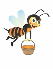 Cartoon BEE carries honey