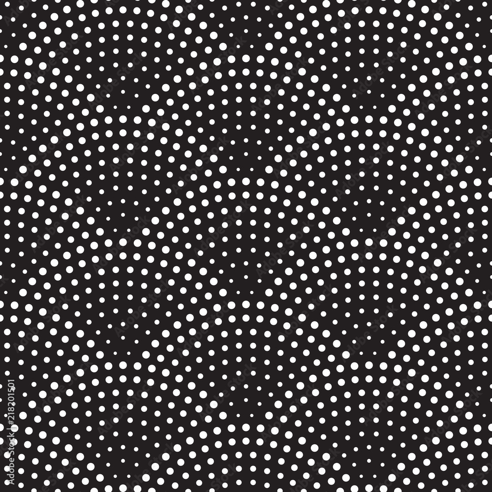 Poster Seamless pattern vector background of scales or fountain confetti in retro art deco arch design with white dots on black Gatsby style