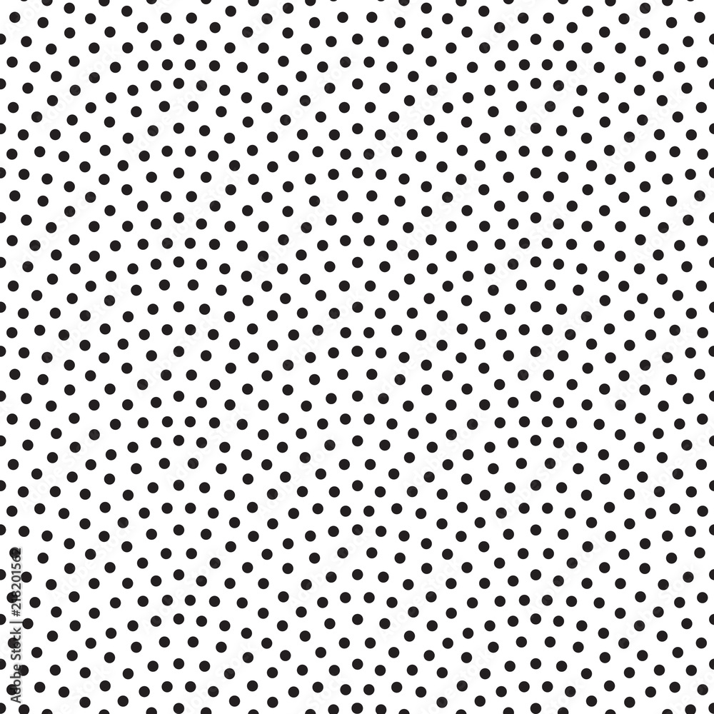 Poster Abstract confetti arch seamless scales pattern background. Vector retro design with black linear bow dots on white