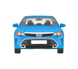 Modern Practical Car in Blue Corpus Front View