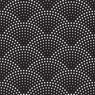 Seamless pattern vector background of scales or fountain confetti in retro art deco arch design with white dots on black Gatsby style