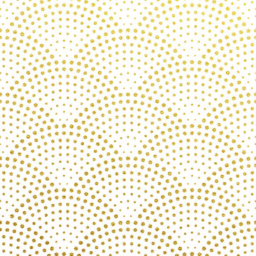 Seamless pattern vector background of glittery golden scales or fountain confetti in retro Gatsby design with art deco gold glittering dots on white