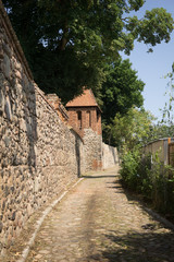 Fototapeta na wymiar medieval walls in Osno Lubuskie in Poland
