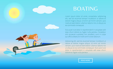 Boating Web Poster Activity in Summer, Girls Fun