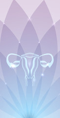 Beautiful female uterus and ovaries flower background, transparent delicate design