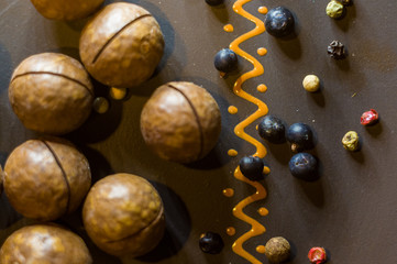 macadamia, Australian nut in a ceramic plate