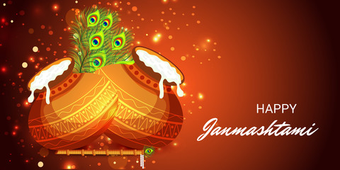 Beautiful abstract, banner or poster for Happy Janmashtami.