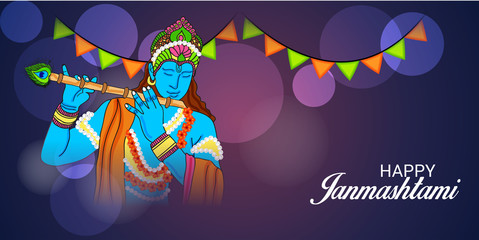 Beautiful abstract, banner or poster for Happy Janmashtami.