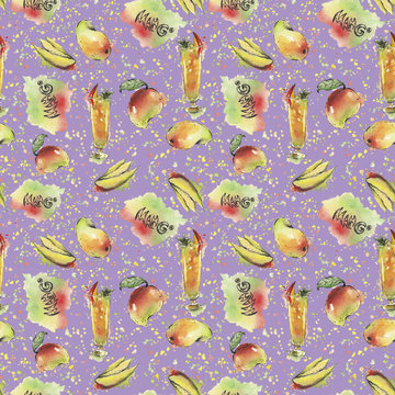 Watercolor mango pattern