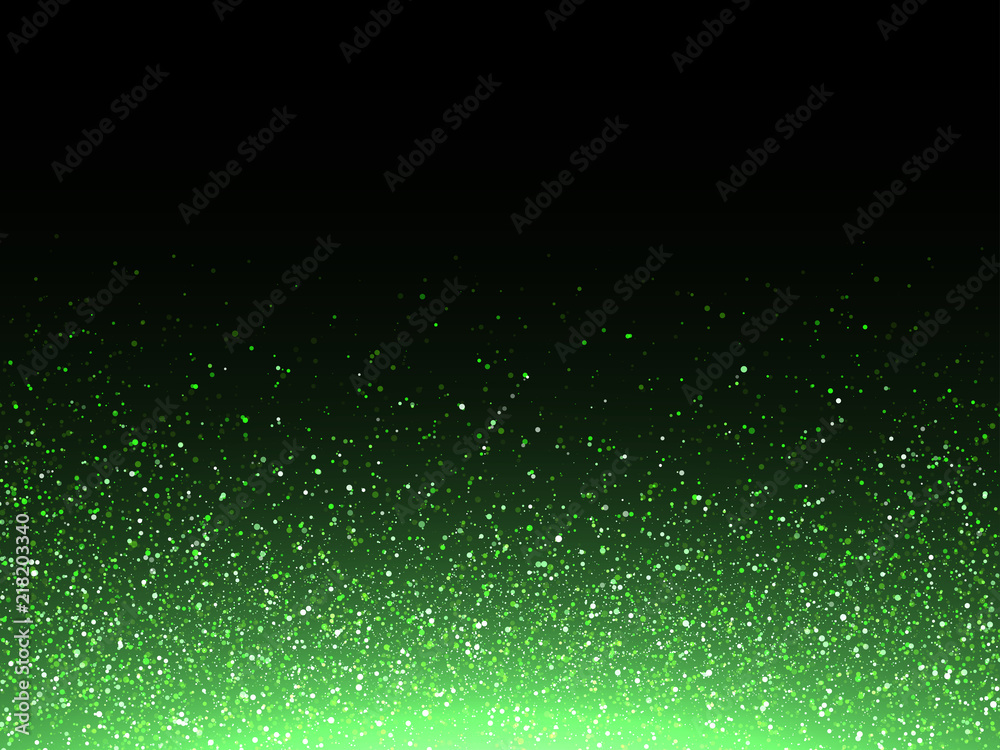 Aufkleber green glitter confetti splash abstract background with vector glow sparkling star dust