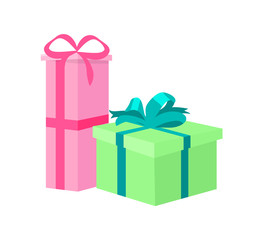 Wrapped Gift Boxes Decorative Color Wrapping Bows