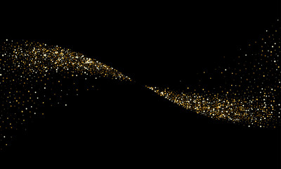 Glitter particles wave of comet wave trail or vector golden light glow with sparkling star dust gold effect for luxury cosmetic
