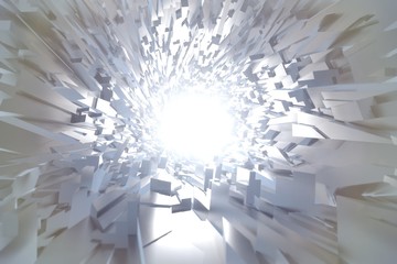 Obraz premium Streszczenie Światło tunelu architektonicznego Trójkąt nieregularny Futurystyczne tło ze srebra lub platyny. Sukces koncepcji 3d ilustracji