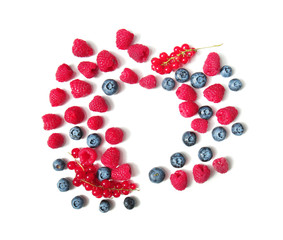 Delicious ripe berries on white background