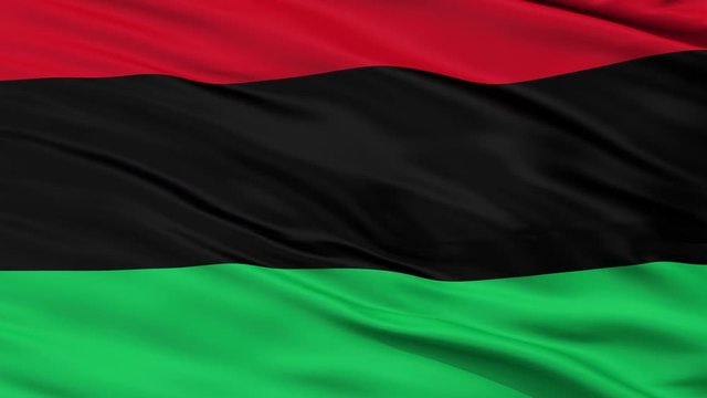 Panafrican Unia Afro American Black Liberation Flag, Closeup View Realistic Animation Seamless Loop - 10 Seconds Long