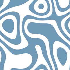 Monochromatic seamless line art pattern in pale blue color over white background